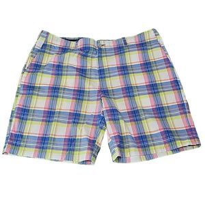 Jack Nicklaus Men's Golf Shorts Plaid Pink & Blue Pockets Classic Size 42